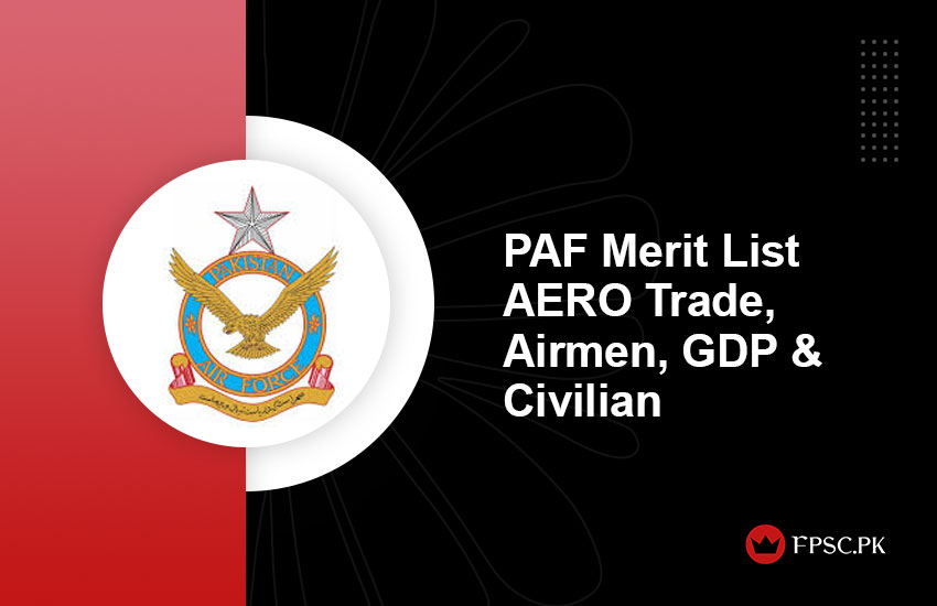 PAF Merit List AERO Trade, Airmen, GDP & Civilian