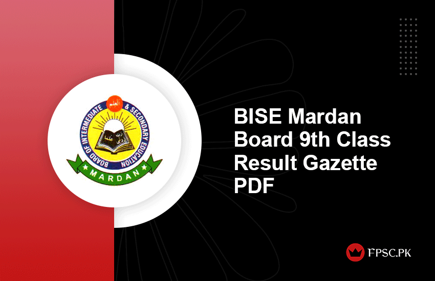 BISE Mardan Board 9th Class Result Gazette PDF