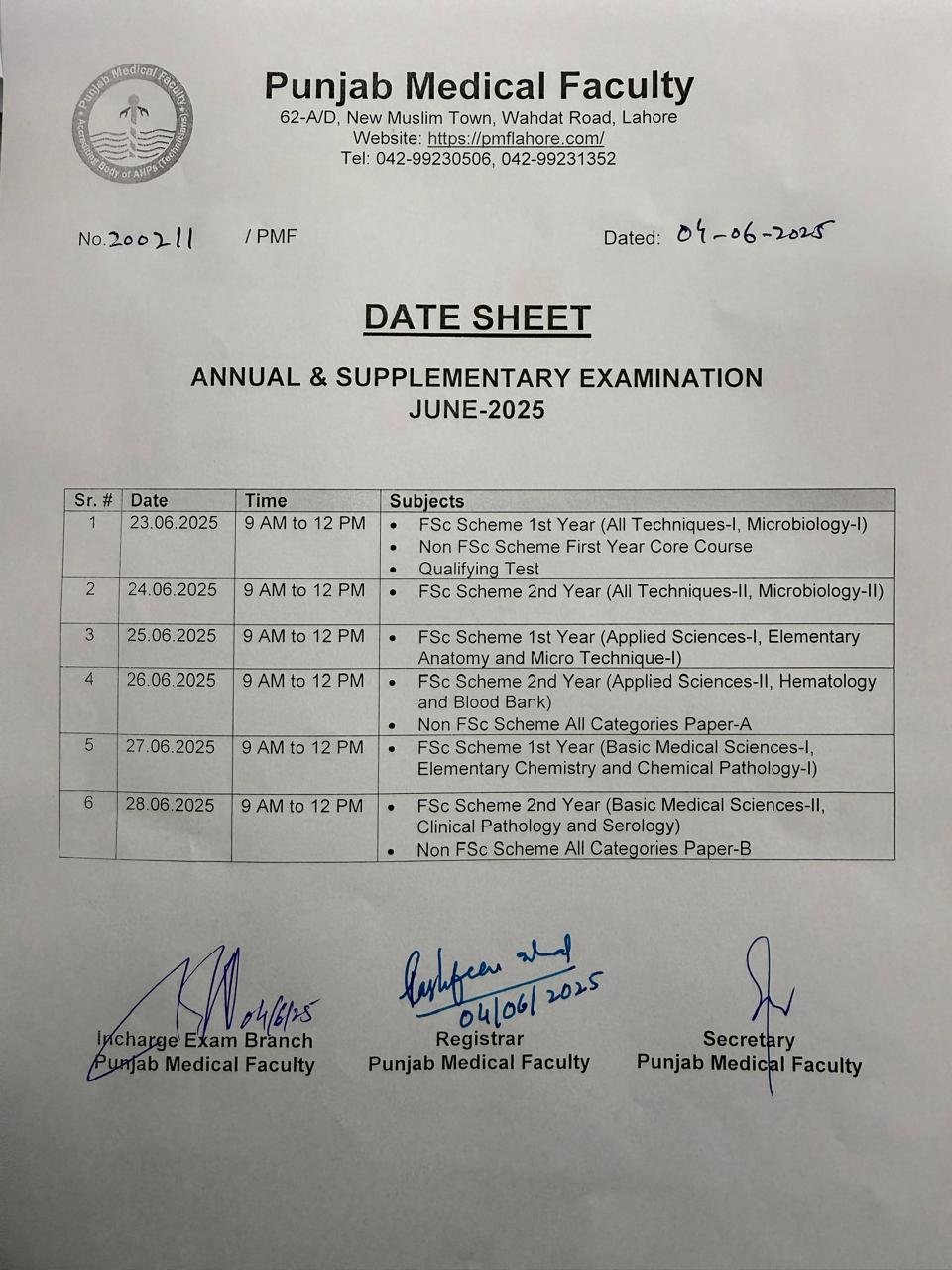 PMF Date Sheet June2025