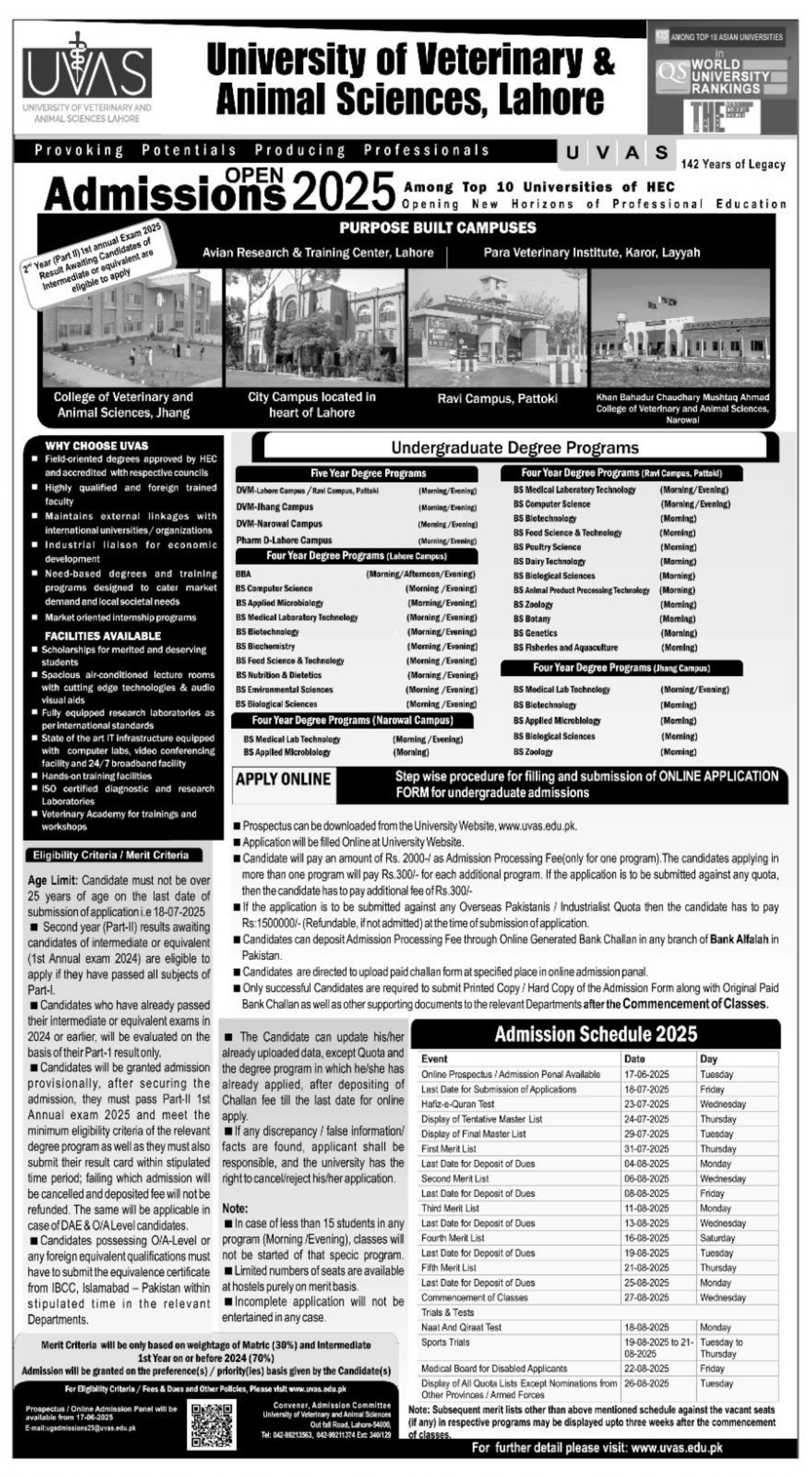 uvas admission 2025 undergraduate