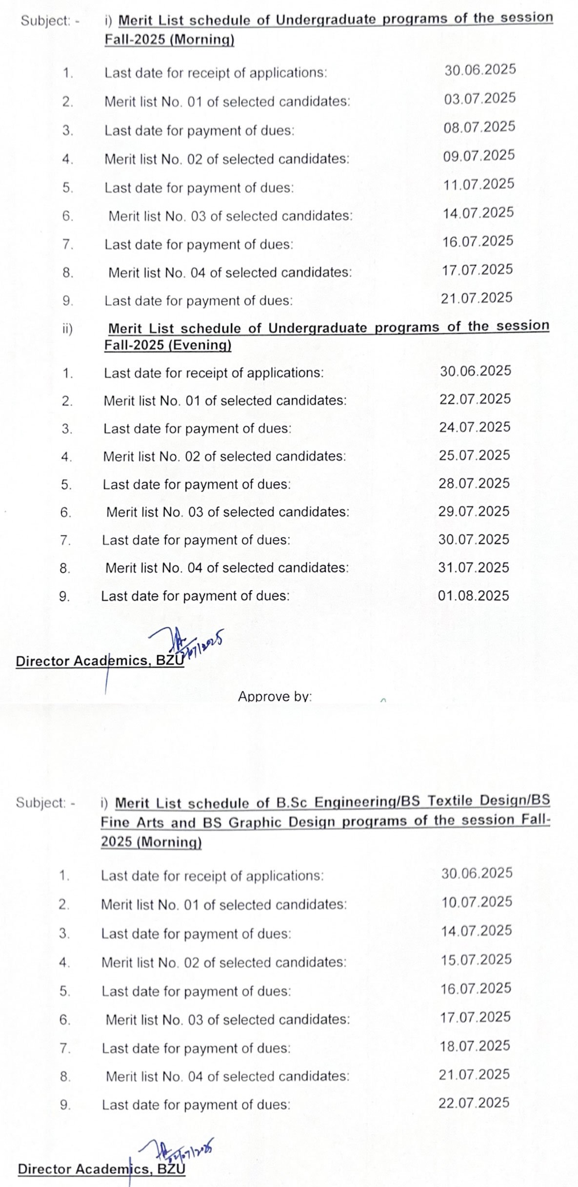 bzu-undergraduate-merit-list-schedule-for-fall-2025-(morning-&-evening)